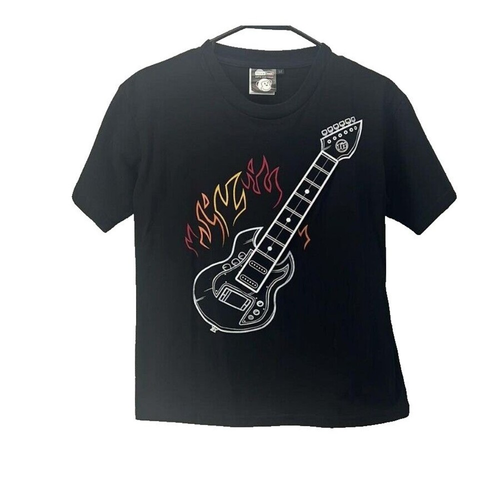 ThinkGeek Shirt Boy’s Size Medium Black Playable Electronic Guitar Rock  NO AMP